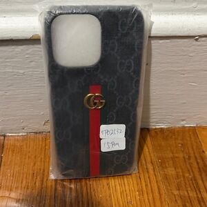 Gucci Black Phone Case with Red Stripe